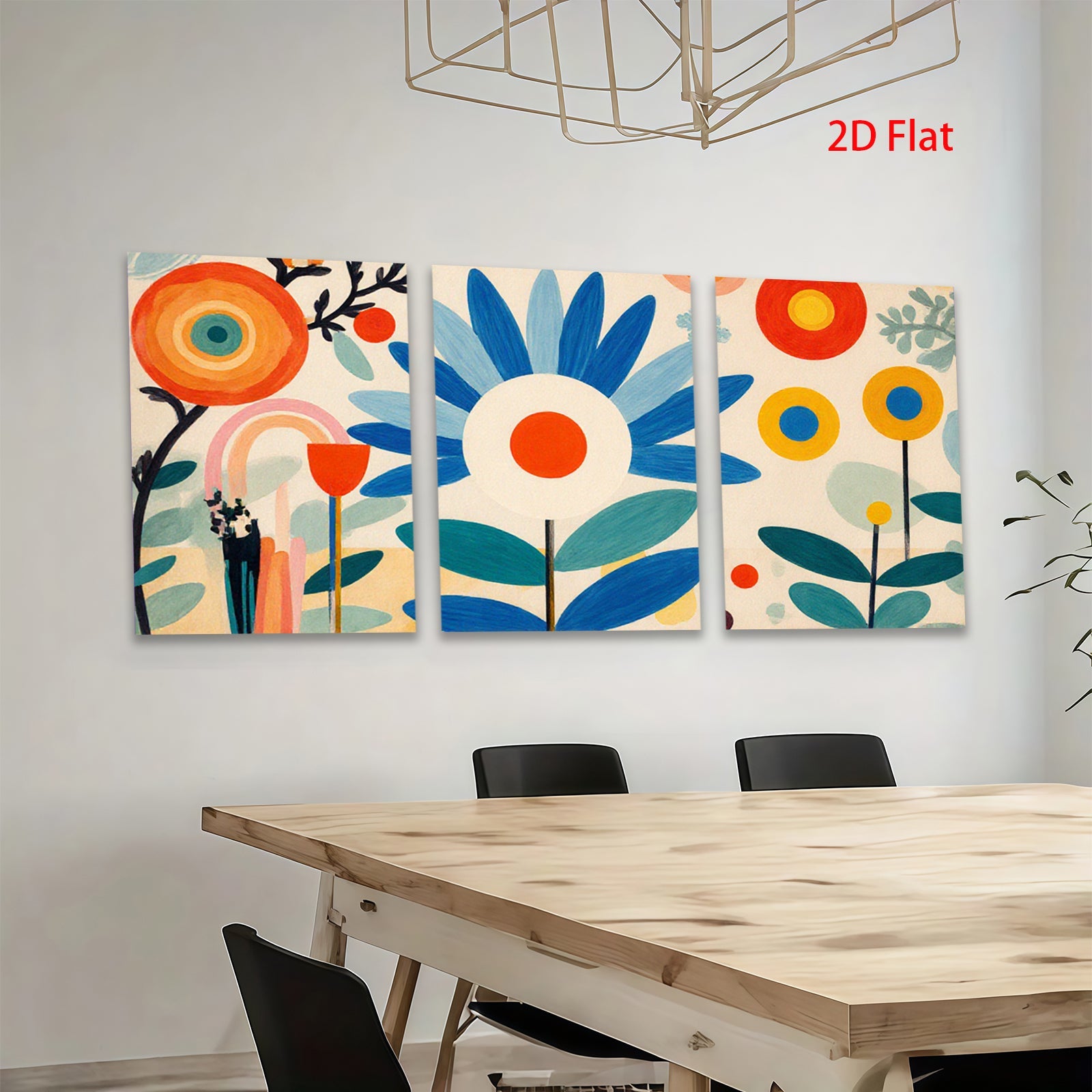 2D flat 1pc whimsical botanical blooms vibrant floral art gallery wall bedroom living room modern farmhouse coastal decor
