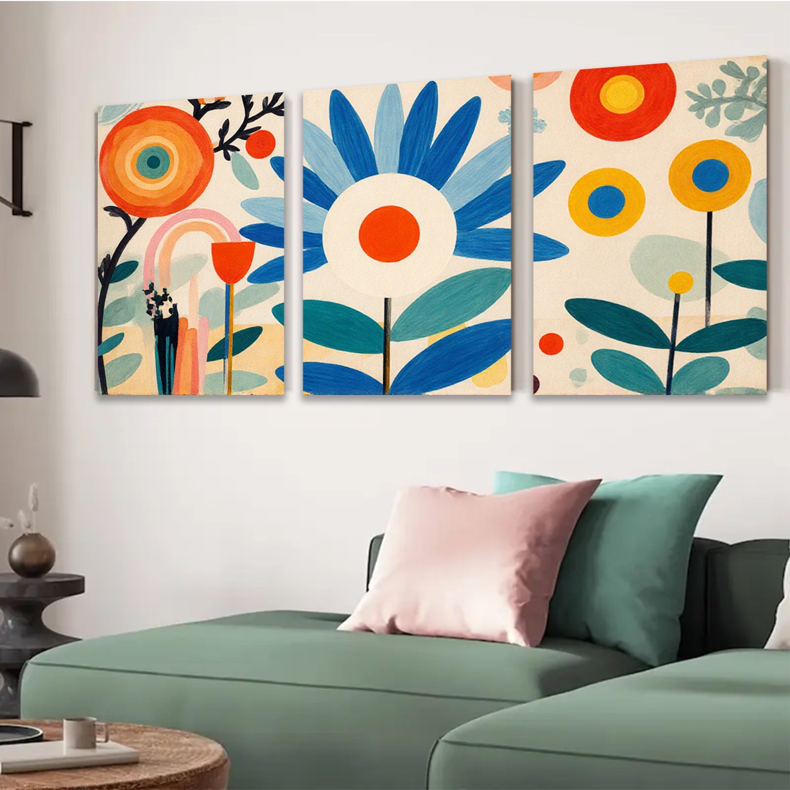 2D flat 1pc whimsical botanical blooms vibrant floral art gallery wall bedroom living room modern farmhouse coastal decor