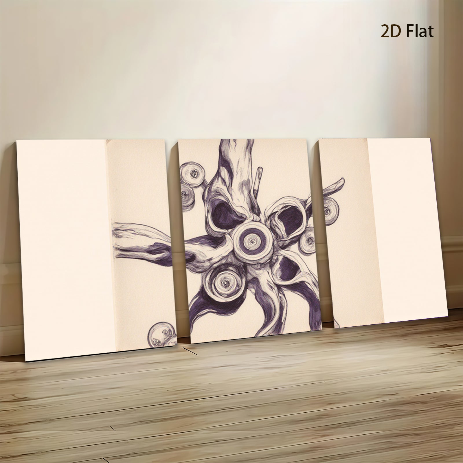 2D flat 1pc whimsical botanical illustration abstract floral art for living room bedroom gallery wall decor farmhouse style statement piece modern minimalist design
