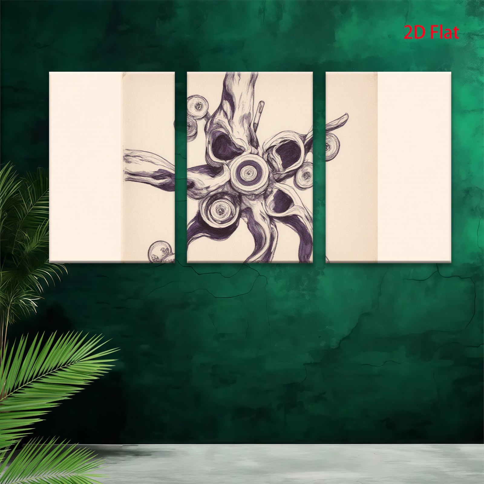 2D flat 1pc whimsical botanical illustration abstract floral art for living room bedroom gallery wall decor farmhouse style statement piece modern minimalist design
