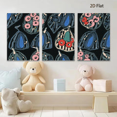 2D flat 1pc whimsical botanical illustration vibrant floral pattern gallery wall art bedroom living room decor farmhouse style modern minimalist