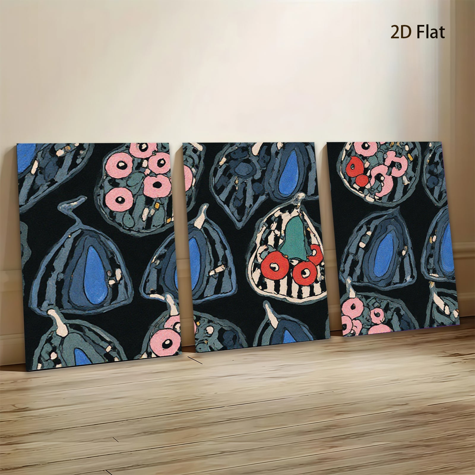 2D flat 1pc whimsical botanical illustration vibrant floral pattern gallery wall art bedroom living room decor farmhouse style modern minimalist
