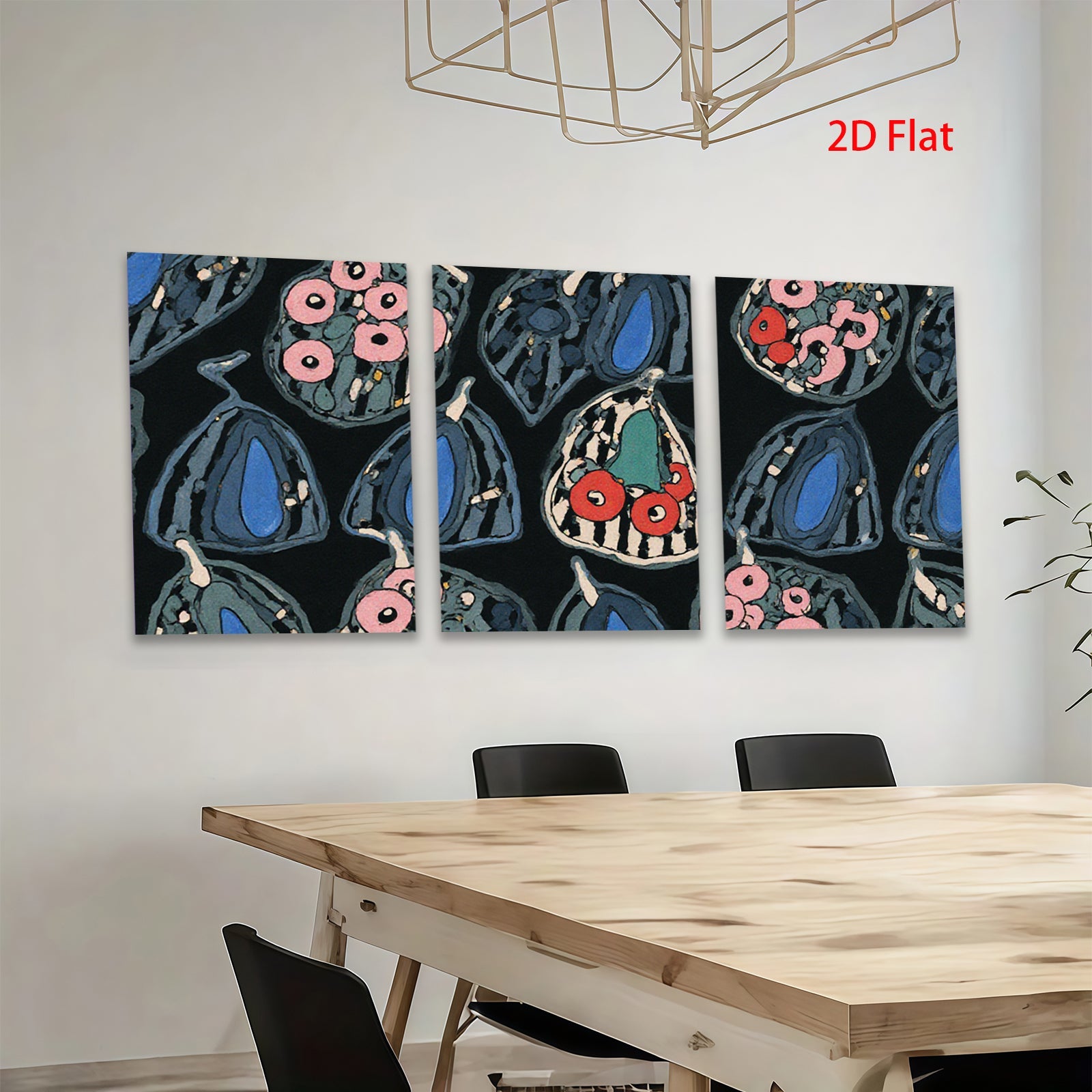 2D flat 1pc whimsical botanical illustration vibrant floral pattern gallery wall art bedroom living room decor farmhouse style modern minimalist
