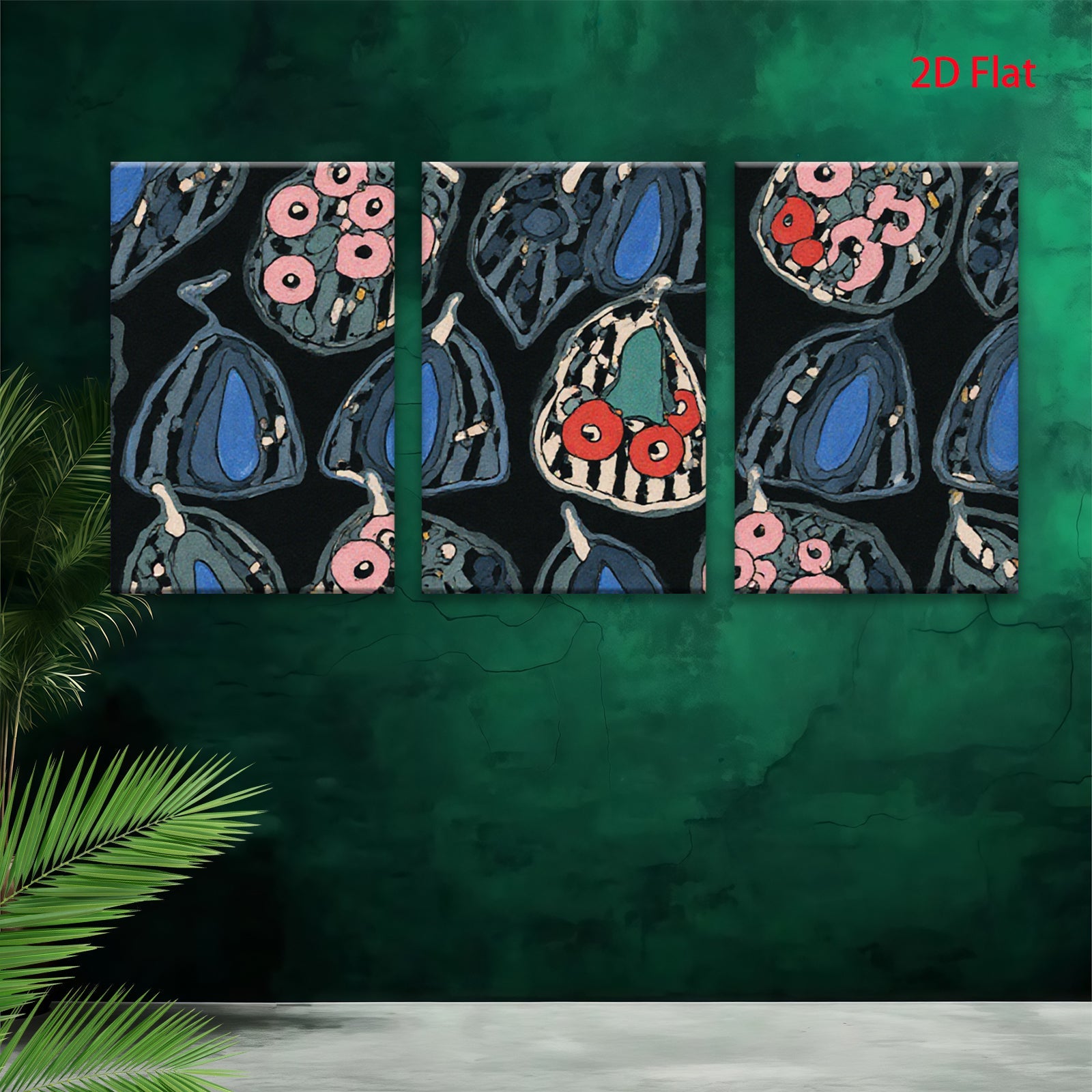 2D flat 1pc whimsical botanical illustration vibrant floral pattern gallery wall art bedroom living room decor farmhouse style modern minimalist