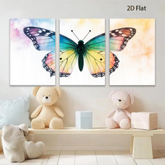 2D flat 1pc whimsical butterfly bloom wall art for living room bedroom gallery wrapped canvas print farmhouse decor modern minimalist style cozy home aesthetic