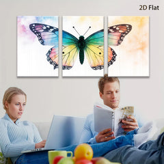 2D flat 1pc whimsical butterfly bloom wall art for living room bedroom gallery wrapped canvas print farmhouse decor modern minimalist style cozy home aesthetic
