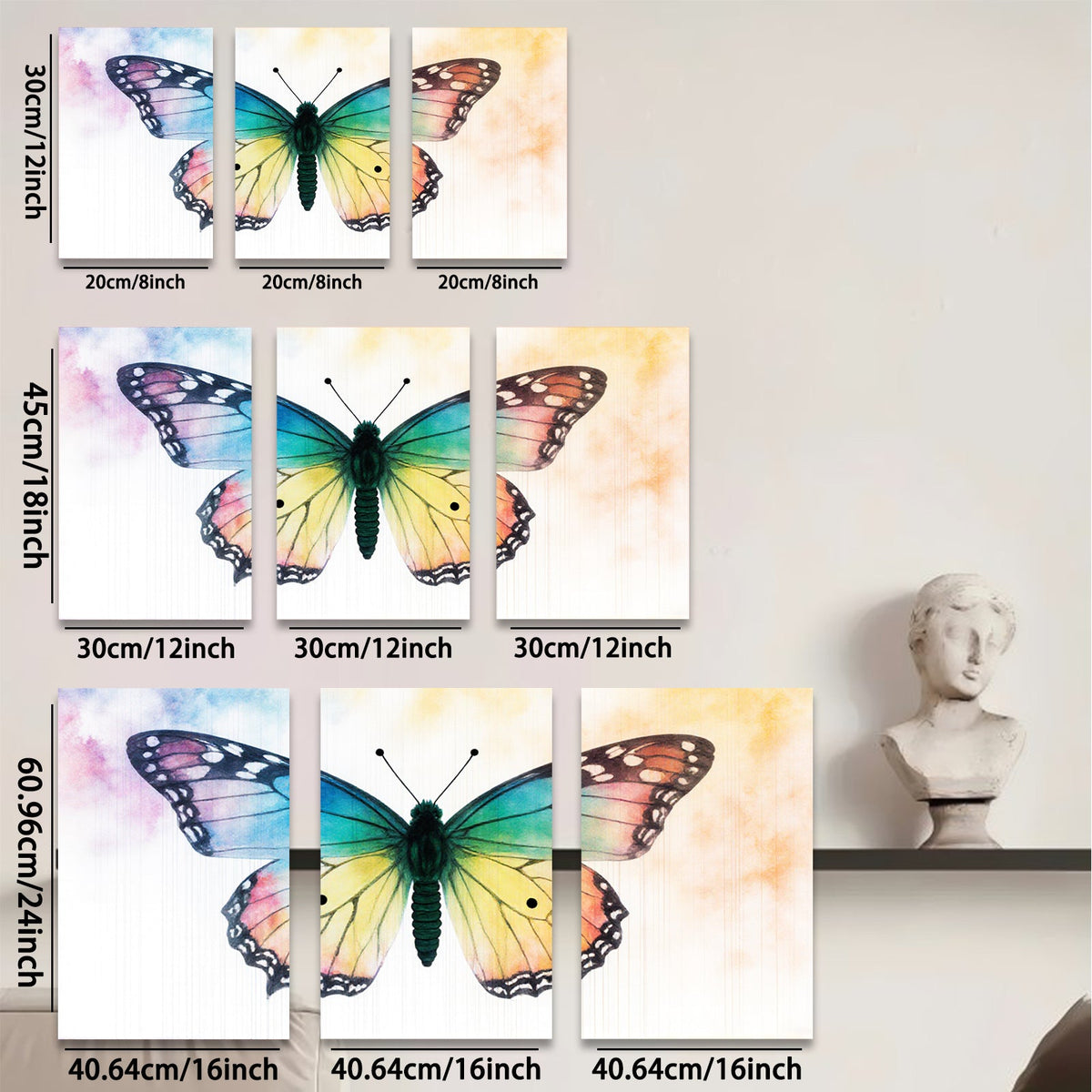 2D flat 1pc whimsical butterfly bloom wall art for living room bedroom gallery wrapped canvas print farmhouse decor modern minimalist style cozy home aesthetic