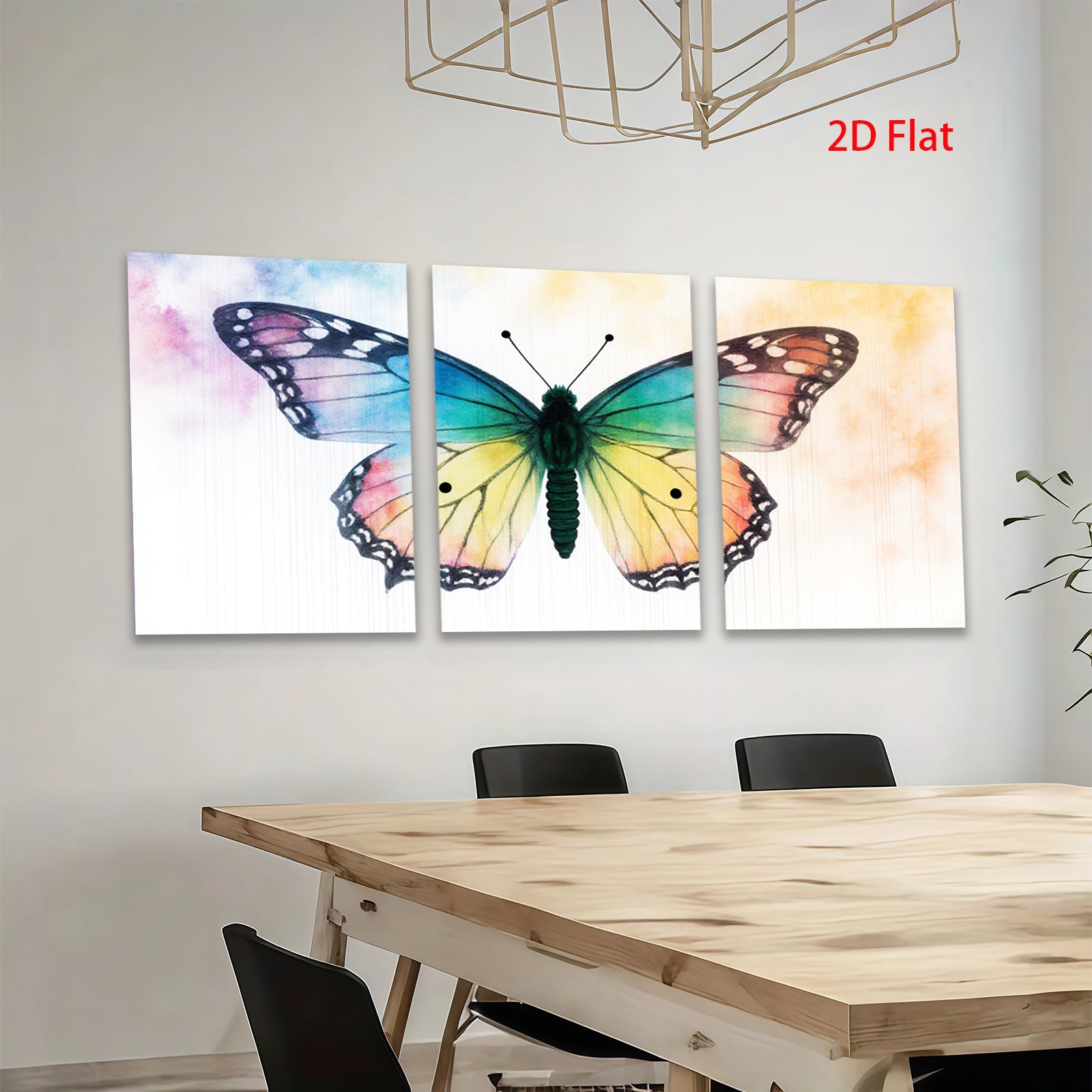 2D flat 1pc whimsical butterfly bloom wall art for living room bedroom gallery wrapped canvas print farmhouse decor modern minimalist style cozy home aesthetic