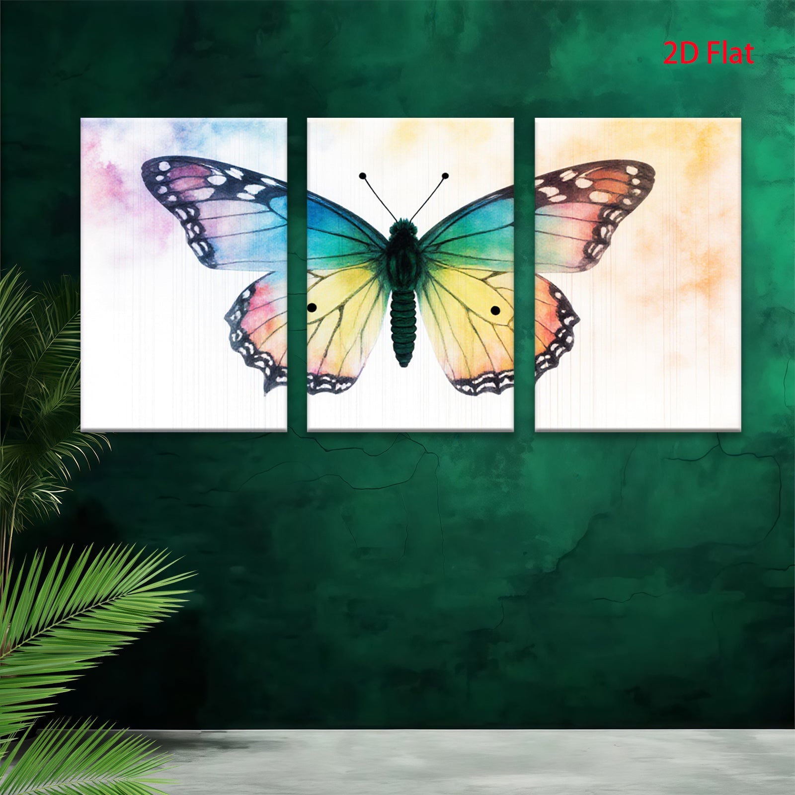 2D flat 1pc whimsical butterfly bloom wall art for living room bedroom gallery wrapped canvas print farmhouse decor modern minimalist style cozy home aesthetic