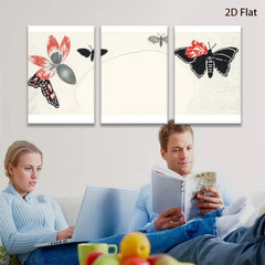 2D flat 1pc whimsical butterfly botanical wall art for living room bedroom gallery wrapped canvas modern farmhouse decor trending now