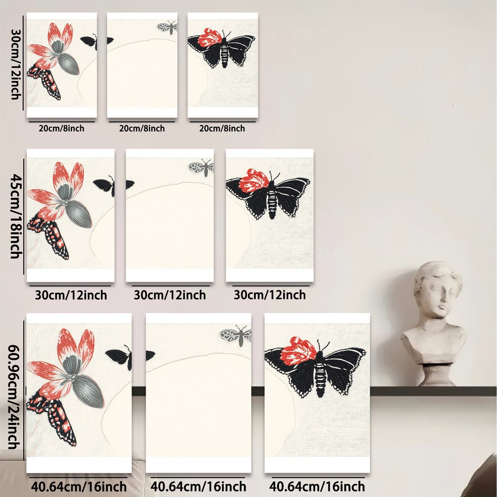 2D flat 1pc whimsical butterfly botanical wall art for living room bedroom gallery wrapped canvas modern farmhouse decor trending now