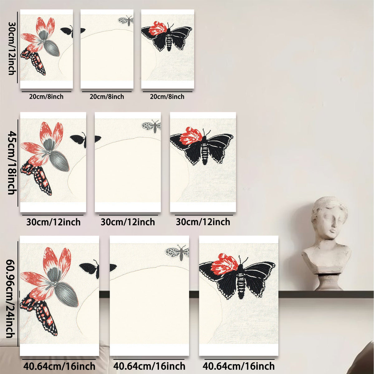 2D flat 1pc whimsical butterfly botanical wall art for living room bedroom gallery wrapped canvas modern farmhouse decor trending now