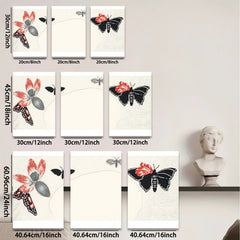 2D flat 1pc whimsical butterfly botanical wall art for living room bedroom gallery wrapped canvas modern farmhouse decor trending now