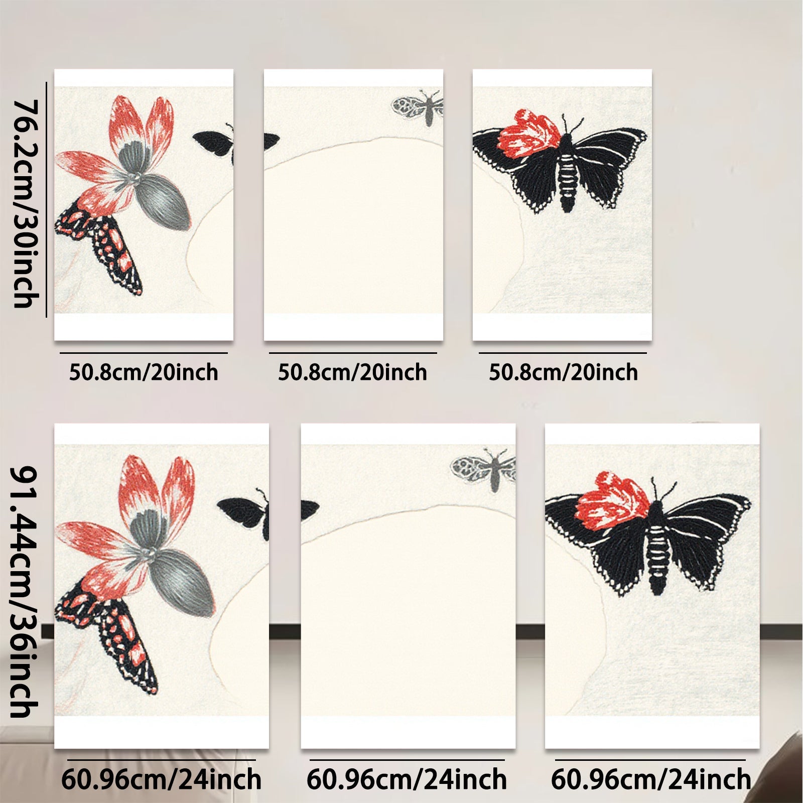 2D flat 1pc whimsical butterfly botanical wall art for living room bedroom gallery wrapped canvas modern farmhouse decor trending now