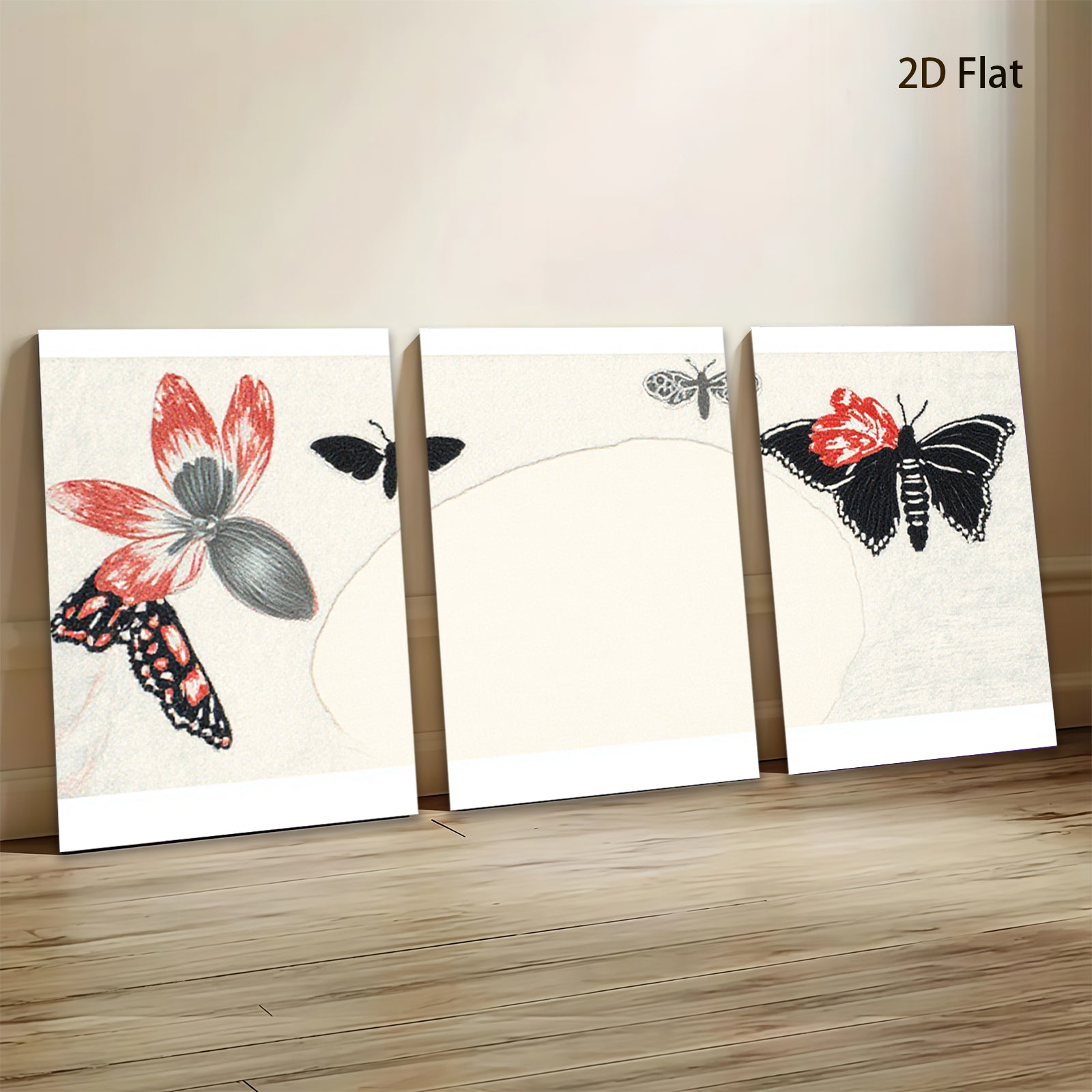 2D flat 1pc whimsical butterfly botanical wall art for living room bedroom gallery wrapped canvas modern farmhouse decor trending now
