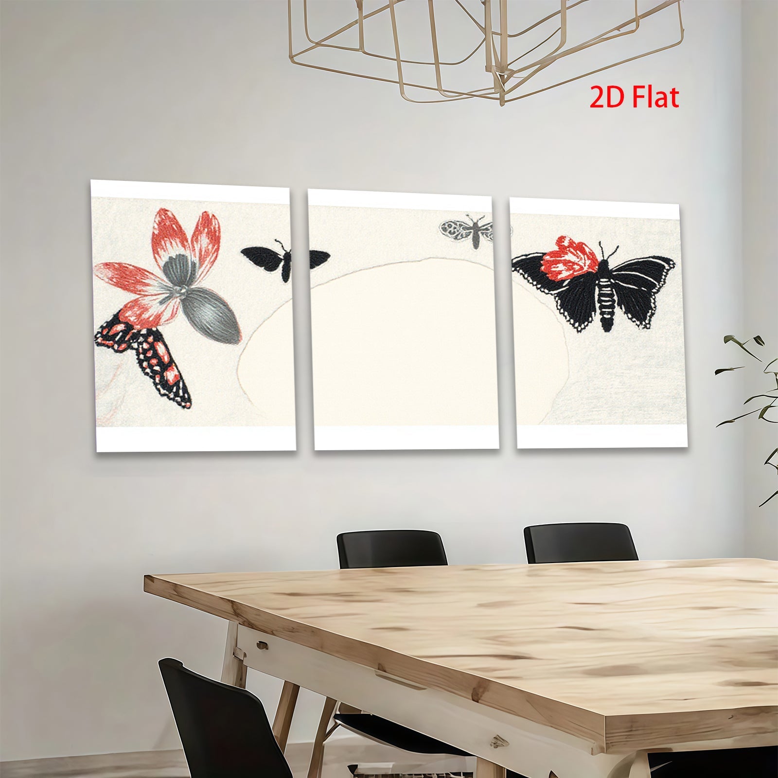2D flat 1pc whimsical butterfly botanical wall art for living room bedroom gallery wrapped canvas modern farmhouse decor trending now