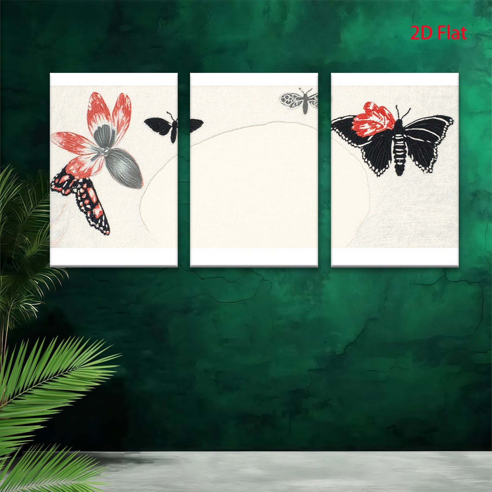 2D flat 1pc whimsical butterfly botanical wall art for living room bedroom gallery wrapped canvas modern farmhouse decor trending now