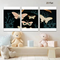2D flat 1pc whimsical butterfly botanical wall art prints for living room bedroom home decor farmhouse style gallery wrapped canvas prints