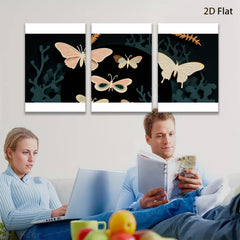 2D flat 1pc whimsical butterfly botanical wall art prints for living room bedroom home decor farmhouse style gallery wrapped canvas prints