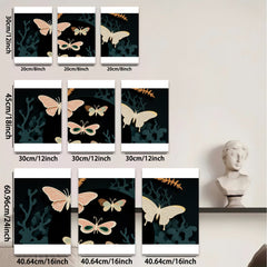 2D flat 1pc whimsical butterfly botanical wall art prints for living room bedroom home decor farmhouse style gallery wrapped canvas prints