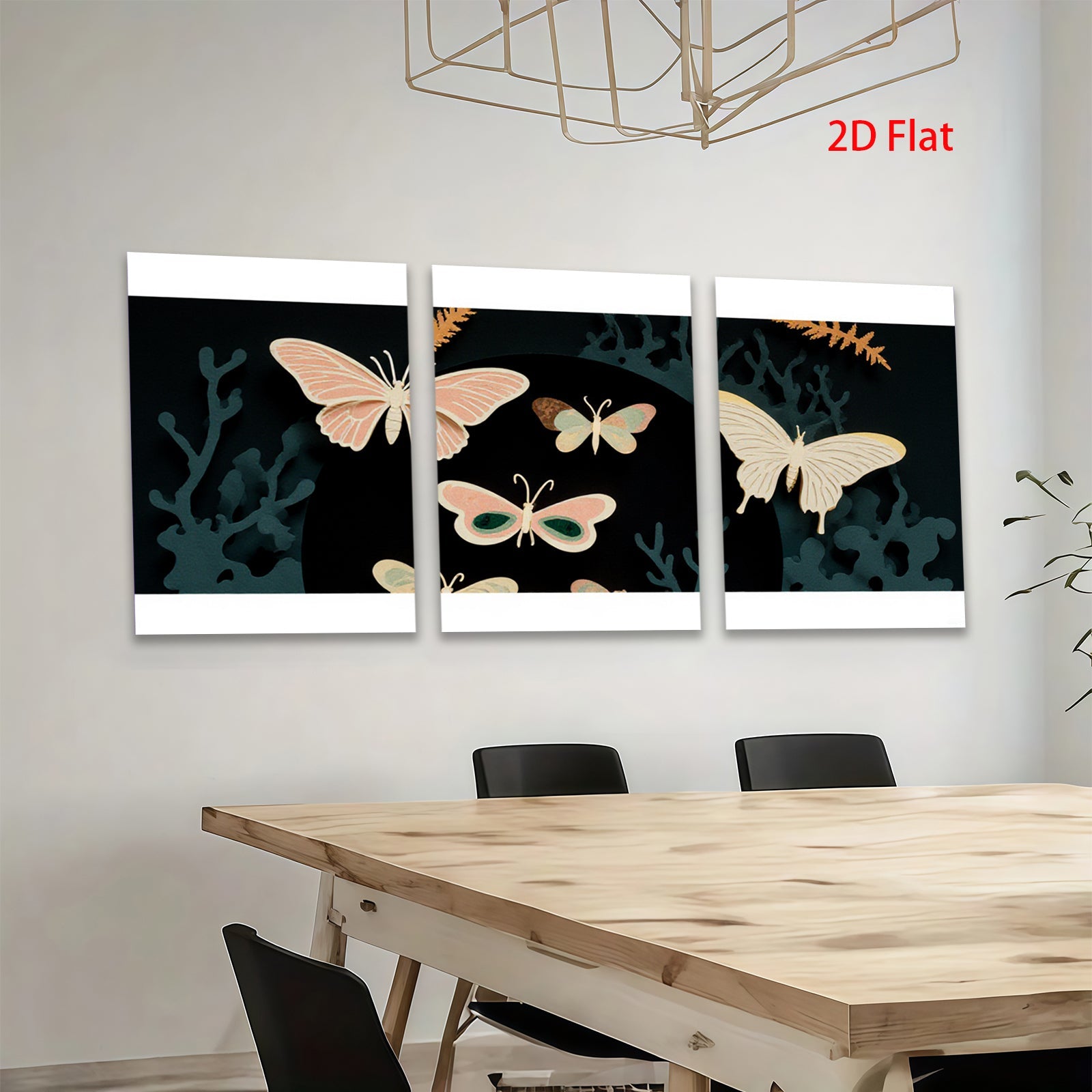 2D flat 1pc whimsical butterfly botanical wall art prints for living room bedroom home decor farmhouse style gallery wrapped canvas prints