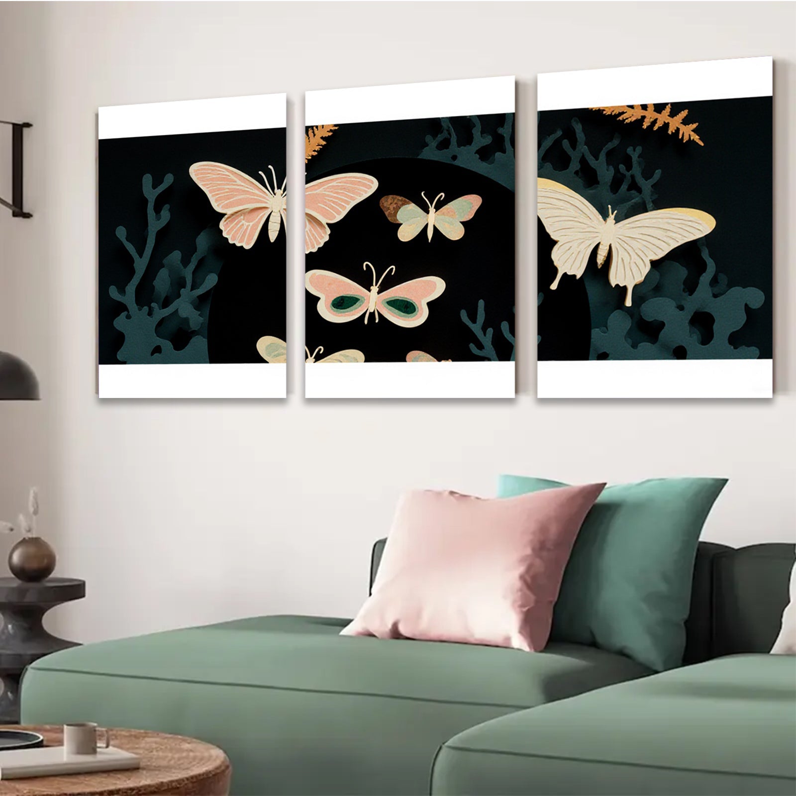 2D flat 1pc whimsical butterfly botanical wall art prints for living room bedroom home decor farmhouse style gallery wrapped canvas prints