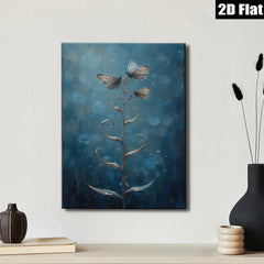 2D flat 1pc whimsical butterfly floral stem painting for living room bedroom gallery wall decor farmhouse style modern art