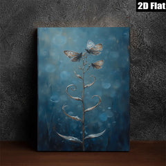2D flat 1pc whimsical butterfly floral stem painting for living room bedroom gallery wall decor farmhouse style modern art