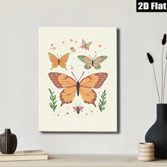 2D flat 1pc whimsical butterfly insect botanical wall art prints for living room bedroom gallery wrapped canvas farmhouse decor modern minimalist