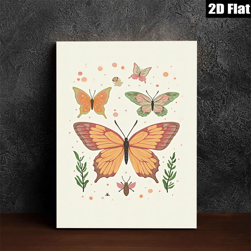 2D flat 1pc whimsical butterfly insect botanical wall art prints for living room bedroom gallery wrapped canvas farmhouse decor modern minimalist