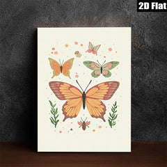 2D flat 1pc whimsical butterfly insect botanical wall art prints for living room bedroom gallery wrapped canvas farmhouse decor modern minimalist
