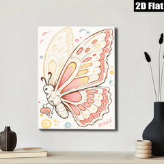 2D flat 1pc whimsical butterfly portrait modern farmhouse wall art bedroom living room decor gallery wrapped canvas prints