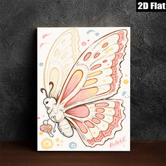 2D flat 1pc whimsical butterfly portrait modern farmhouse wall art bedroom living room decor gallery wrapped canvas prints