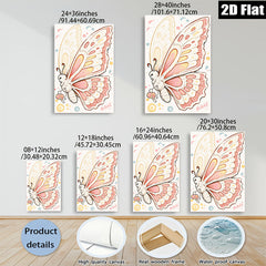 2D flat 1pc whimsical butterfly portrait modern farmhouse wall art bedroom living room decor gallery wrapped canvas prints