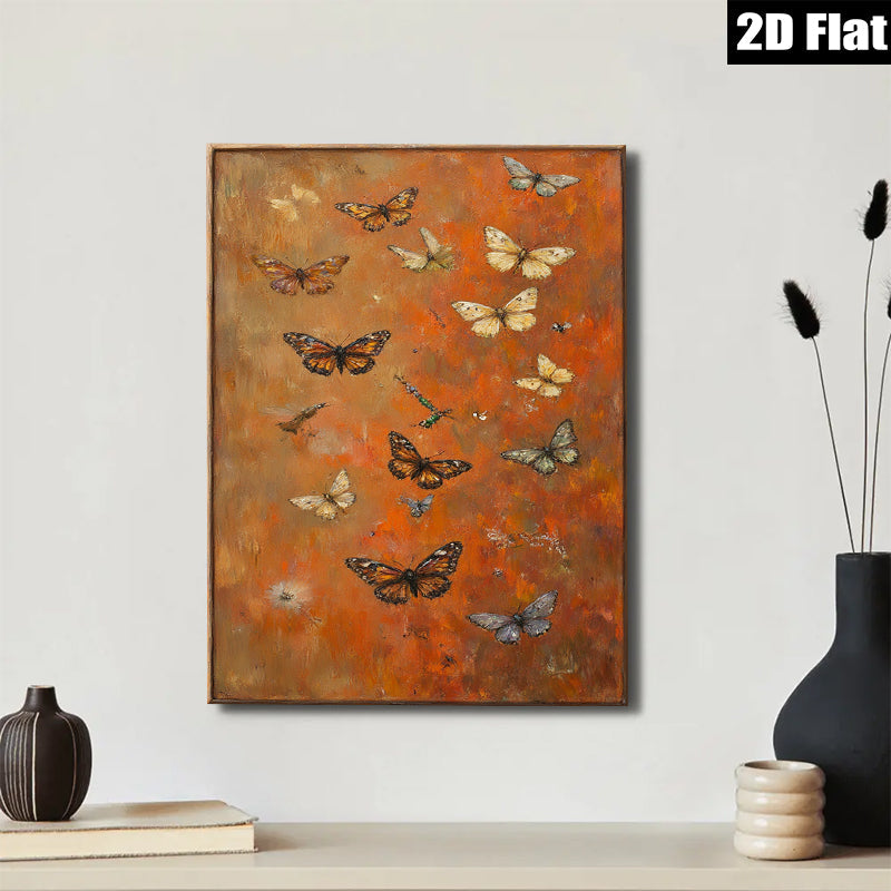 2D flat 1pc whimsical butterfly swarm wall art for living room bedroom gallery wrapped canvas modern farmhouse decor cozy vibes