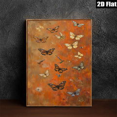 2D flat 1pc whimsical butterfly swarm wall art for living room bedroom gallery wrapped canvas modern farmhouse decor cozy vibes