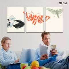 2D flat 1pc whimsical butterfly watercolor painting botanical wall art home decor bedroom living room gallery wrapped canvas modern farmhouse style
