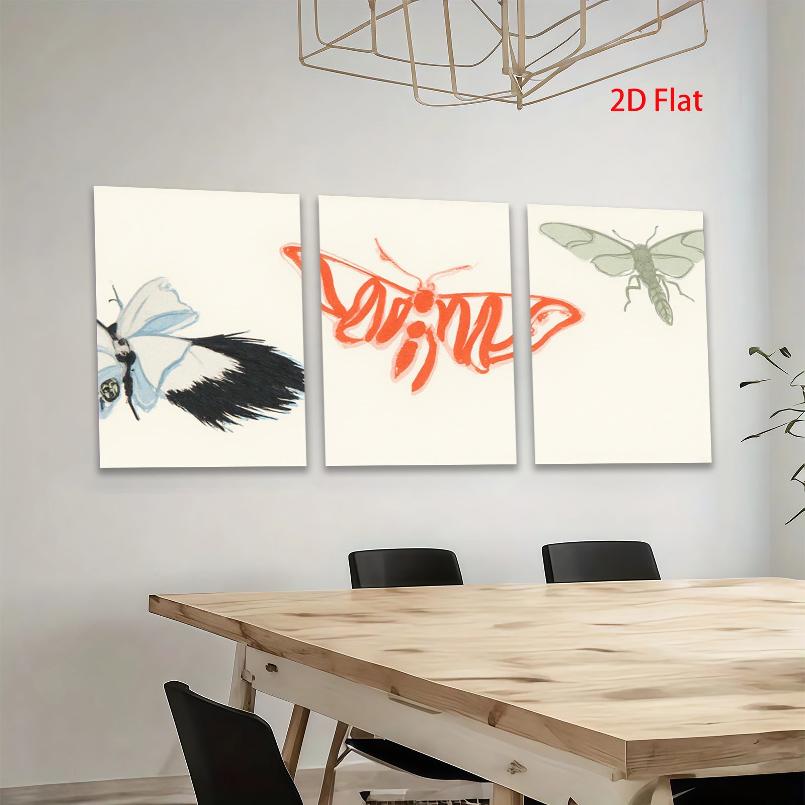 2D flat 1pc whimsical butterfly watercolor painting botanical wall art home decor bedroom living room gallery wrapped canvas modern farmhouse style
