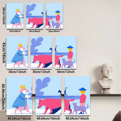 2D flat 1pc whimsical canine procession playful dog art nursery playroom bedroom gallery wrapped canvas modern farmhouse wall decor
