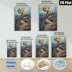 2D flat 1pc whimsical children bloom flower field canvas wall art bedroom living room decor farmhouse style modern gallery wrapped