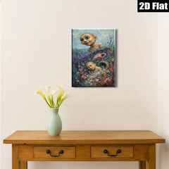 2D flat 1pc whimsical children bloom flower field canvas wall art bedroom living room decor farmhouse style modern gallery wrapped