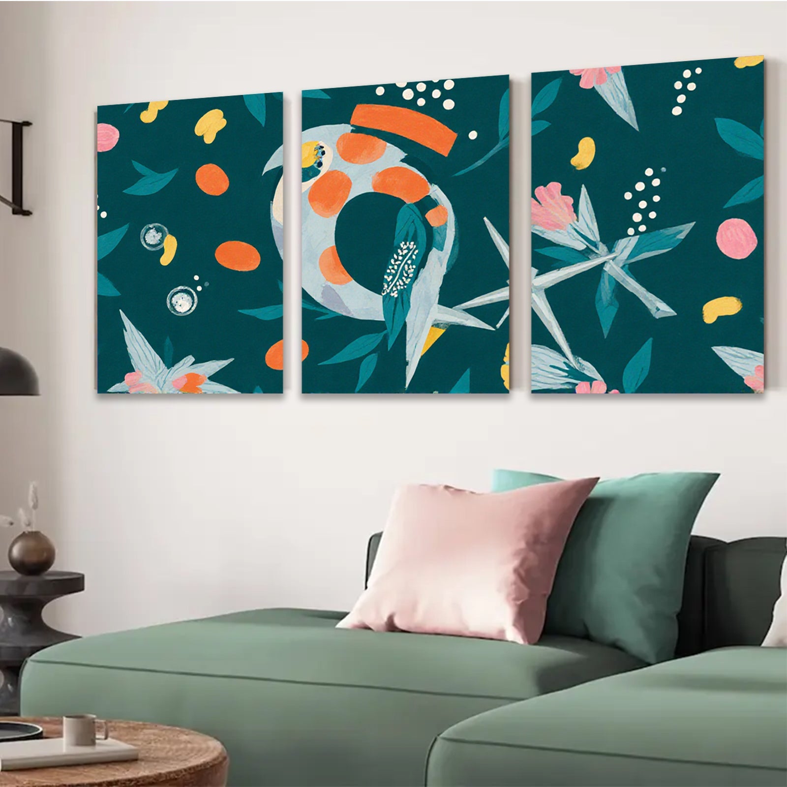 2D flat 1pc whimsical citrus botanical wall art for living room bedroom gallery wrapped canvas modern farmhouse decor cozy vibes