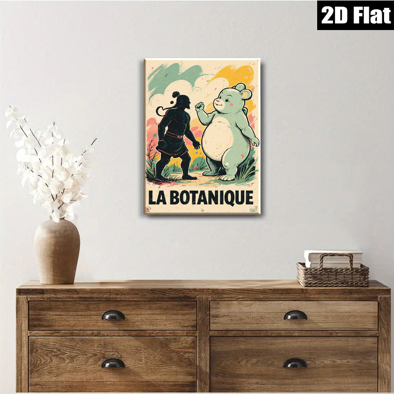 2D flat 1pc whimsical clash giant meets fluffy bear nursery playroom gallery wall art modern farmhouse decor statement piece
