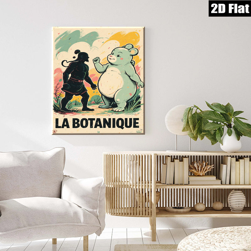2D flat 1pc whimsical clash giant meets fluffy bear nursery playroom gallery wall art modern farmhouse decor statement piece
