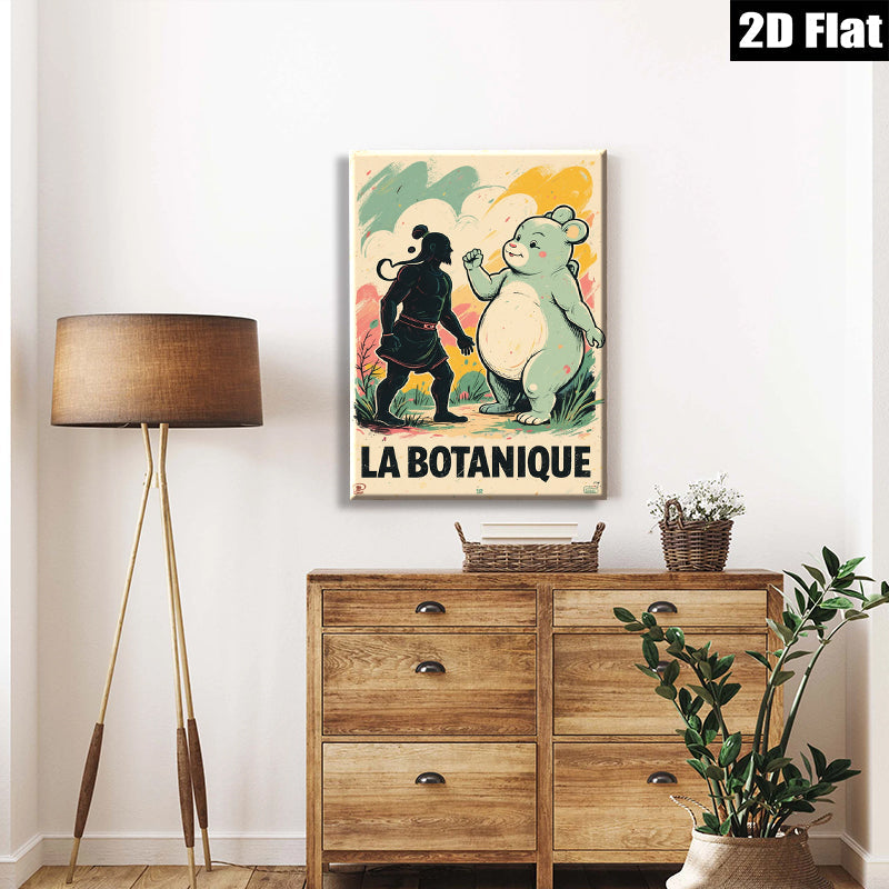 2D flat 1pc whimsical clash giant meets fluffy bear nursery playroom gallery wall art modern farmhouse decor statement piece