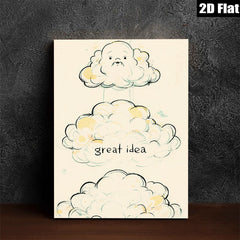 2D flat 1pc whimsical cloud face art print nursery bedroom decor gallery wrapped canvas modern farmhouse wall art cozy vibes trending now