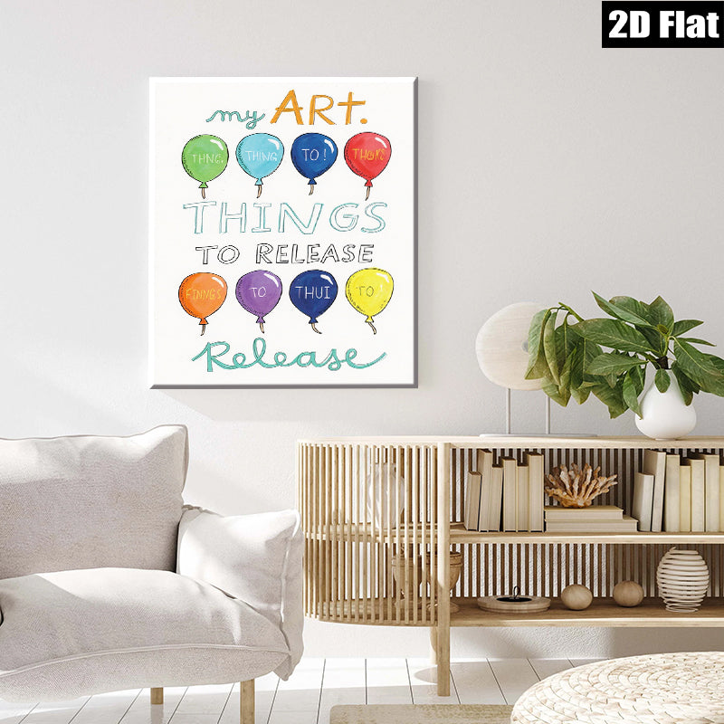 2D flat 1pc whimsical colorful balloon art print kids room nursery decor playroom wall hanging modern farmhouse style inspirational gift ideas