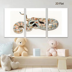 2D flat 1pc whimsical colorful snake painting abstract art wall decor farmhouse living room bedroom modern gallery wrapped canvas prints