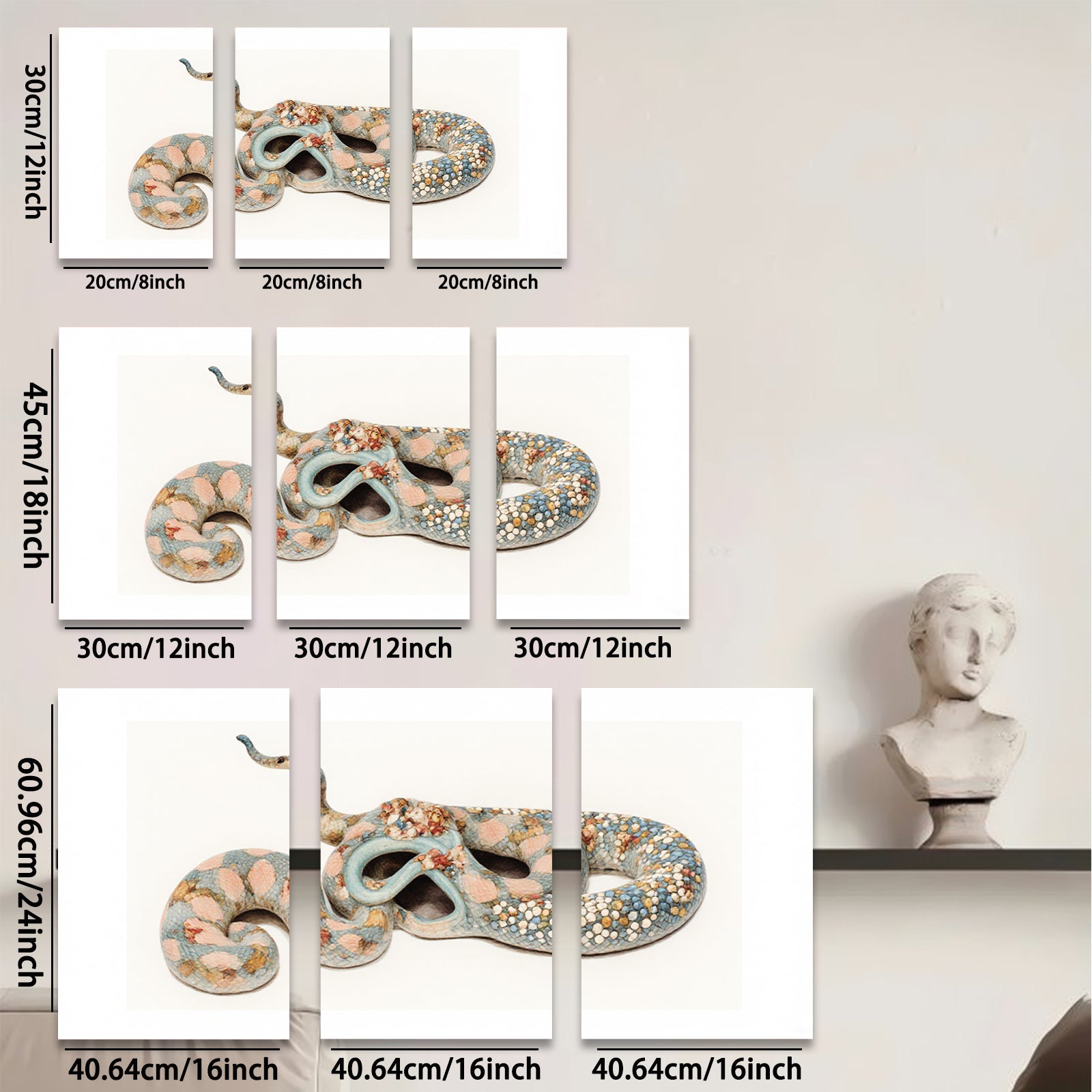 2D flat 1pc whimsical colorful snake painting abstract art wall decor farmhouse living room bedroom modern gallery wrapped canvas prints