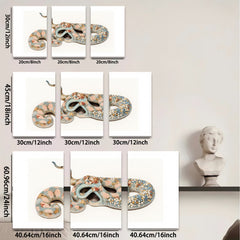 2D flat 1pc whimsical colorful snake painting abstract art wall decor farmhouse living room bedroom modern gallery wrapped canvas prints